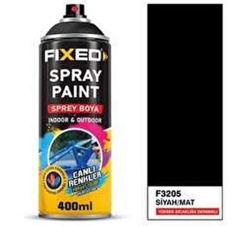 SGS FİXED F3205 Sprey Boya Akrilik Siyah/mat Yüksek Isıya Dayanıklı 400 ml