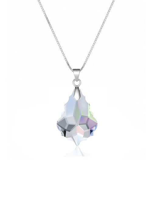 925 Ayar Swarovski Taşlı 6090 16mm Crsytal Ab Kadın Gümüş Kolye