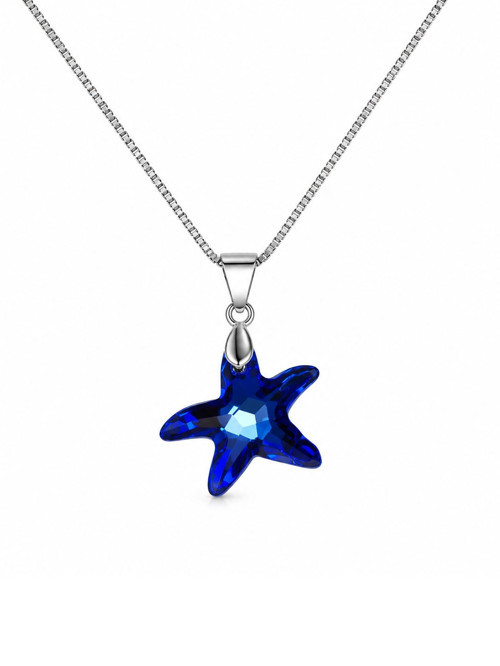 925 Ayar Swarovski Taşlı Swarovski 6721 16mm Crystal Bermuda Blue P Kadın Gümüş Kolye