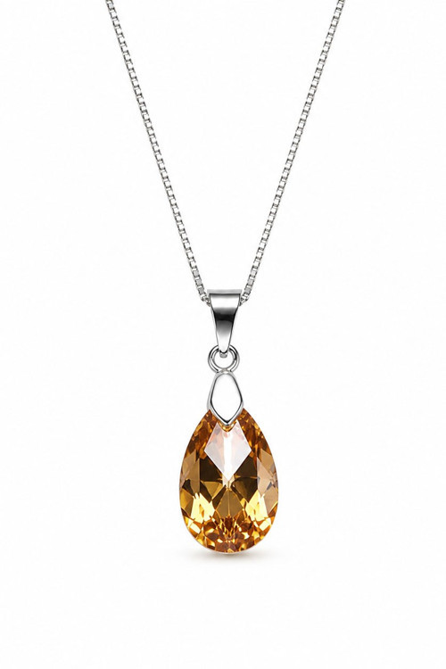 925 Ayar Swarovski Taşlı 6106 Crystal Aurum 2 Er Kadın Gümüş Kolye