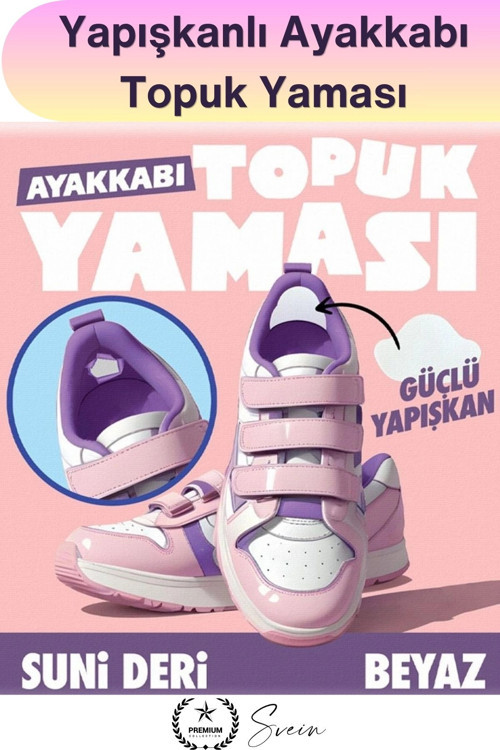 #YamaBandı Ayakkabı Topuk Yaması Yapışkanlı Tamir Bandı Beyaz 4 Adet Spor Sneaker Klasik Bot Çocuk Y