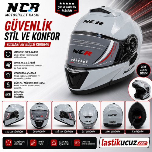 -160E ÇENE AÇILIR GÖZLÜKLÜ E-CE BELGELİ KASK COOL GRİ