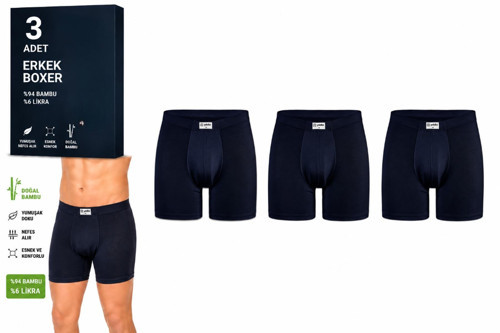 Erkek Bambu Likralı Boxer (320-324) - 3 Adet