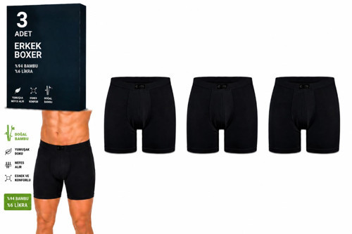 Erkek Bambu Likralı Boxer (320-324) - 3 Adet