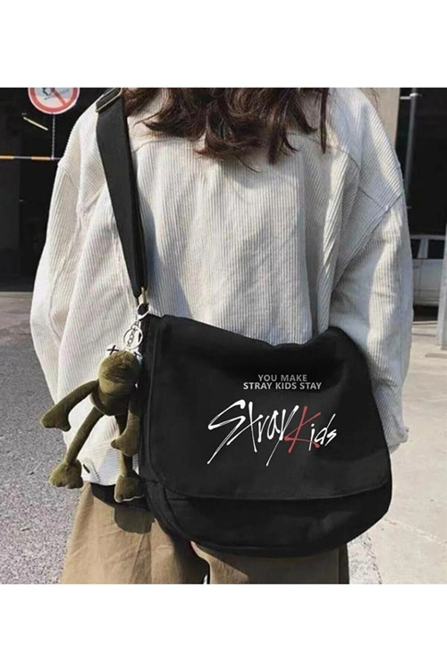 Kpop Serisi Stray Kids Baskılı Unisex Hakı Postacı Çantası