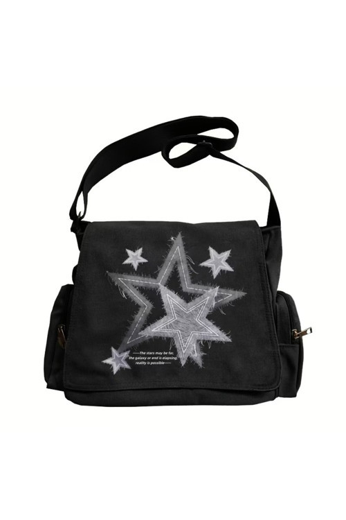 Star Graffiti Baskılı Unisex Postacı Çantası