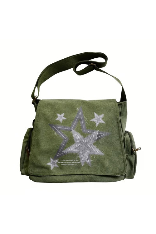 Star Graffiti Baskılı Unisex Postacı Çantası