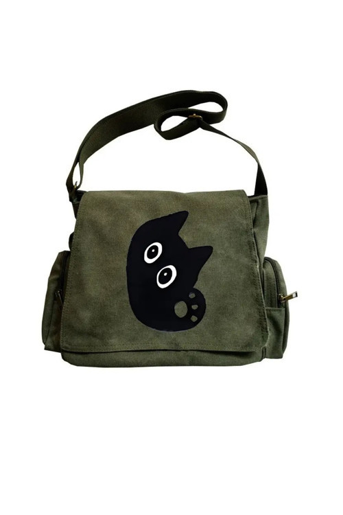 Cute Cat Seriouse Baskılı Unisex Postacı Çantası