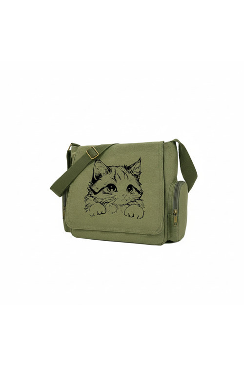 Cute Cat Seriouse Baskılı Unisex Postacı Çantası