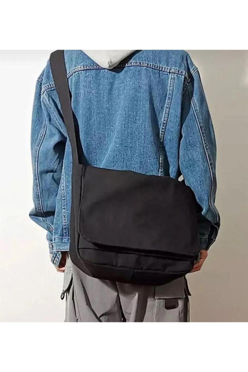 Joon Wear Düz Siyah Unisex Postacı Ve Laptop Çantası