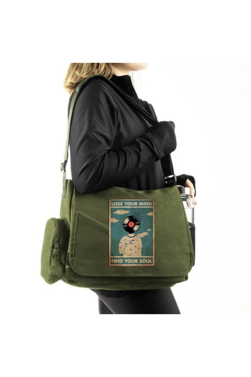Lose Your Mind Unisex Yeşil Postacı Çantası