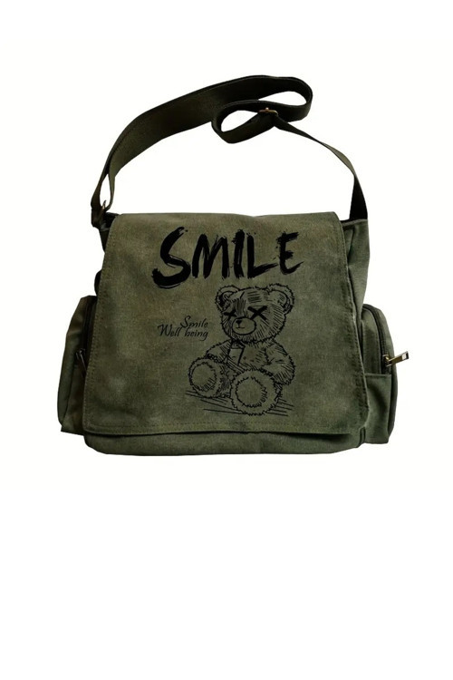 Smile Baskılı Unisex Postacı Çantası