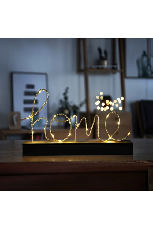 Ev Home Yazılı Pilli Led Işık Ev Dekor Aydınlatma Lamba