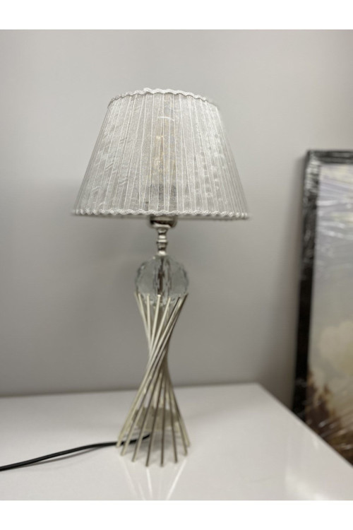 Misbah Burgu Abajur Masa Lambası Kesme Kristal Camlı Gümüş renk Kaplama , lampshade