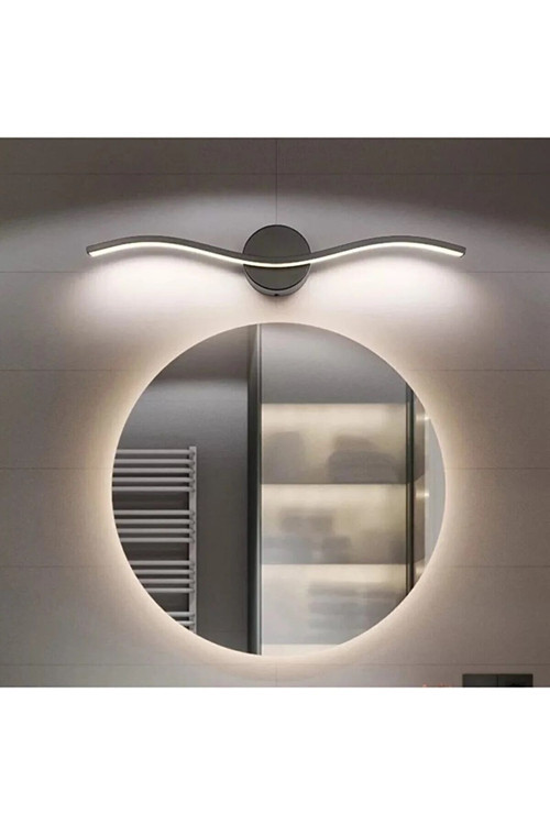 (AYNA YOKTUR) Martı Modern Siyah Renk Gün Işığı Ledli Banyo - Mutfak - Salon Ledli Duvar Aplik