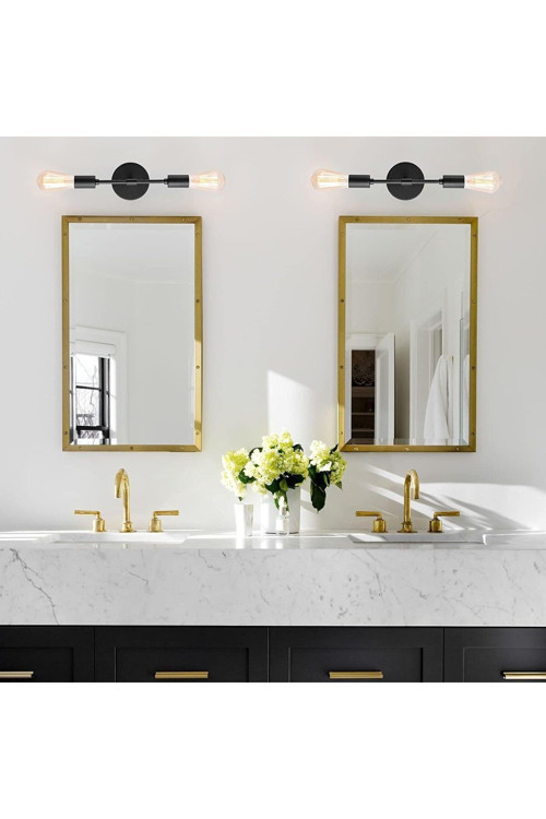 Modern,siyah 2xe27 Duylu Metal Banyo Ayna Üstü Duvar Aplik Not:1 Adet Fiyatıdır.