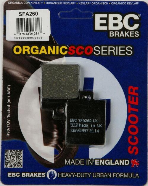 Sfa260 2005-2021 Piaggio NRG Power 50 Uyumlu Arka Fren Balatası Organik Balata