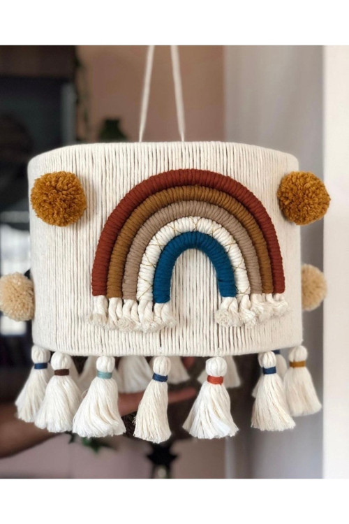 Bebek / Çocuk Odası Özel Tasarım Kız Bebek Erkek Bebek Gökkuşaklı Makrome Avize