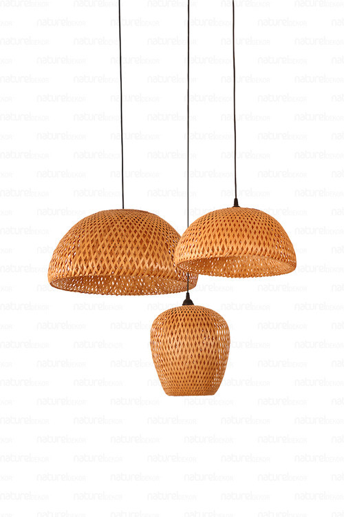 Bohem Bambu Boja Pendant 3 Lü Set Sarkıt Avize Lamba - Iskandinav, Modern, Bohem, Rattan Aydınlatma