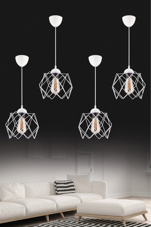 Elegante Beyaz Modern Sarkıt Salon Mutfak Oturma Odası Hol Avize Aydınlatma (4 ADET/CAMSIZ)