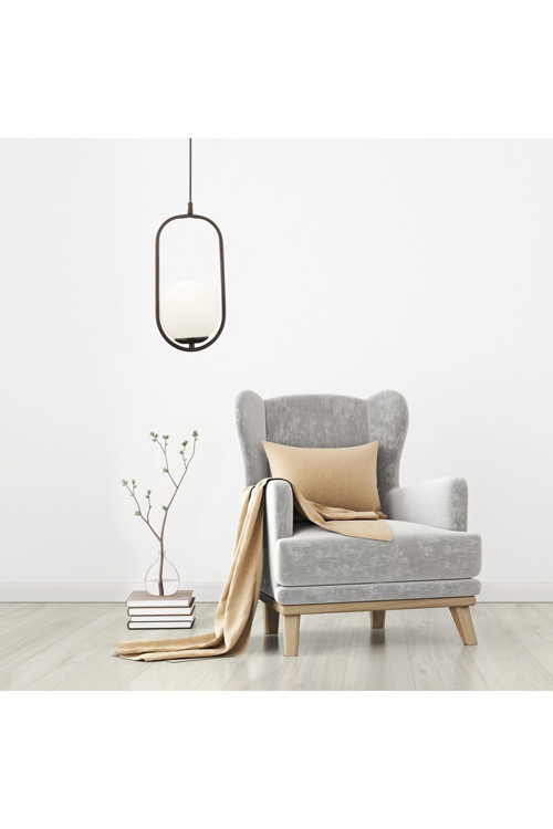 Lorin Tekli Siyah Sarkıt Beyaz Camlı Modern Sarkıt Mutfak Salon Sarkıt Avize