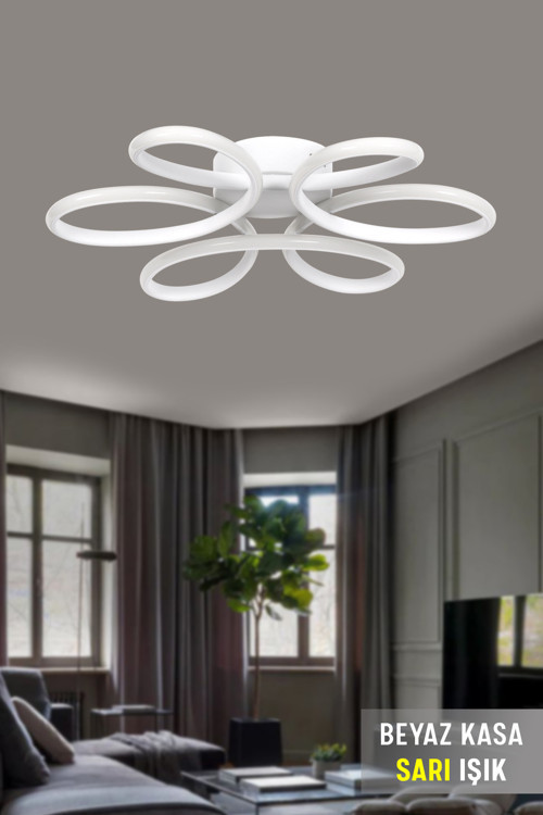 Papatya Modern Sıva Üstü Led Avize Oda Salon Ledli Avize – Beyaz Kasa Sarı Işık