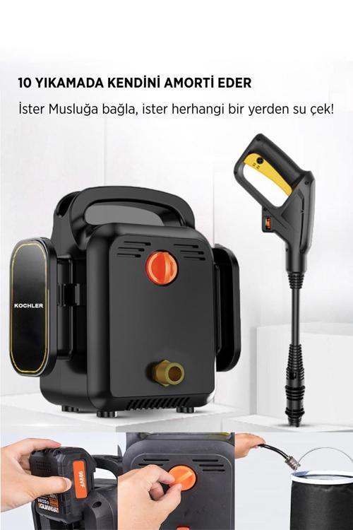 Şarjlı Yüksek Basınçlı Araç Yıkama Makinesi - Taşınabilir - Kablosuz - Oto Yıkama