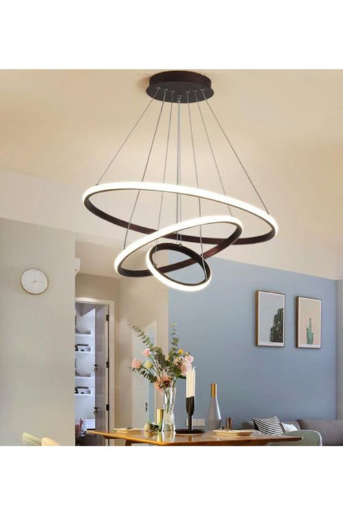 Tt300-3 Sy Halka 3 Lü Mat Siyah ( 3 Renk Modüllü ) Led Avize