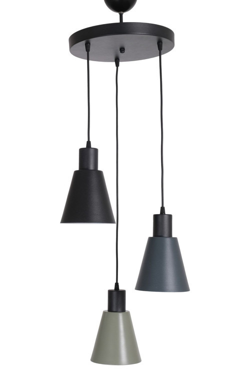 Trend Modern Tasarım Salon - Mutfak - Cafe Siyah - Yeşil - Antrasit Renk Sarkıt 3 Lü Avize