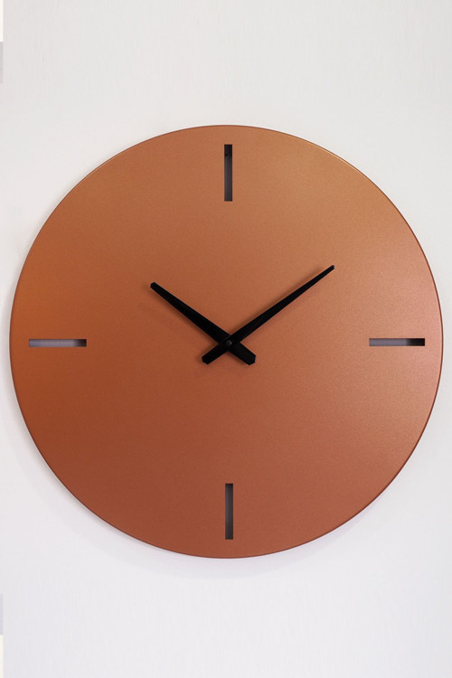 46 Cm - Timeless Sessiz Metal Dekoratif Duvar Saati - Bakır - Ev Ofis Salon Duvar Saatleri - Aps113