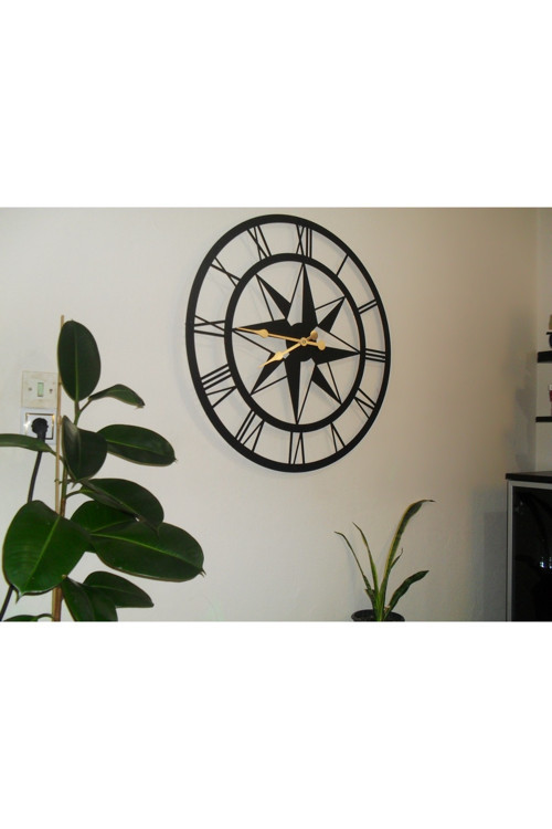 METAL SİYAH DUVAR SAATİ 73.5*73.5CM