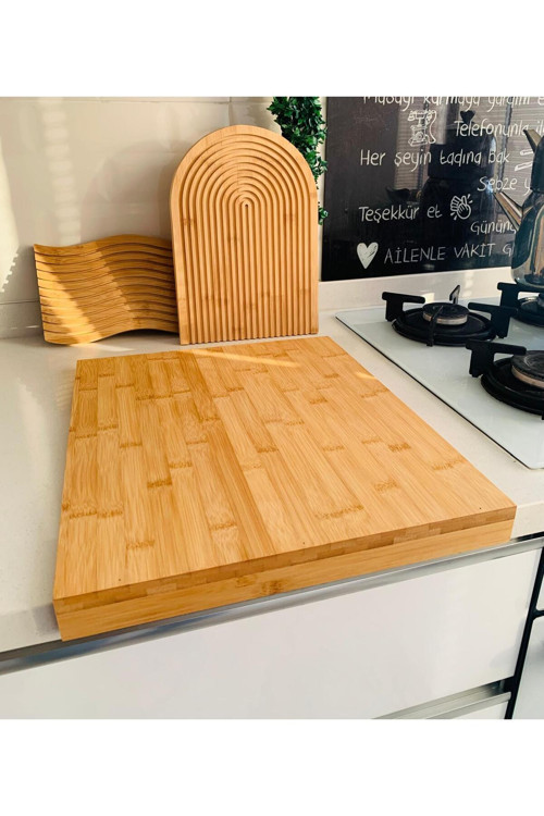 Tezgah Üstü Bambu Kesim Tahtası - Sunum Tahtası 39cm X 46cm