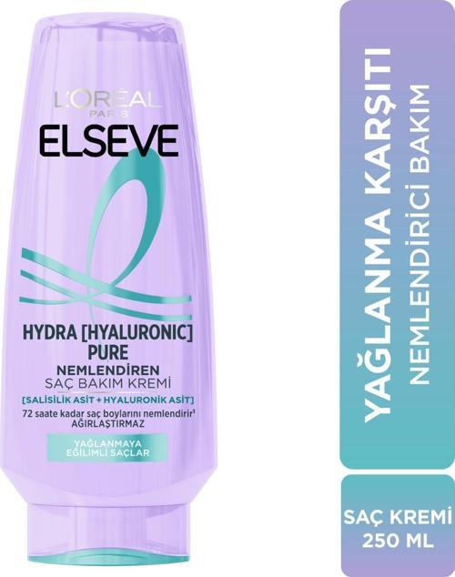 L'Oréal Paris Elseve Hydra [Hyaluronic] Pure Salisilik Asit içeren Yağlanma Karşıtı Nemlendirici Saç Kremi 250 ml