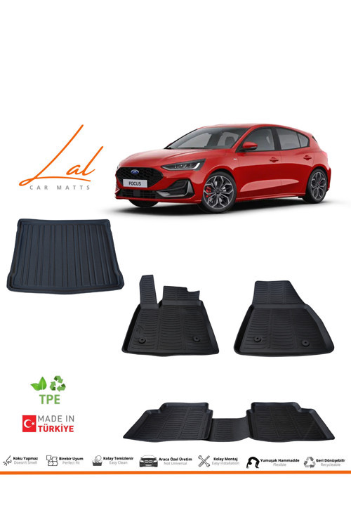 Ford Focus 5 Hatchback 2019 (TAMİR KİTLİ) 2019 3d Havuzlu Paspas Bagaj Havuzu Seti