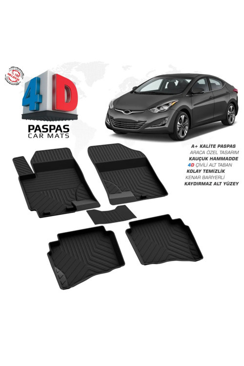 Hyundai Elantra 4D Araca Özel Havuzlu Kauçuk Paspas 2015-2020