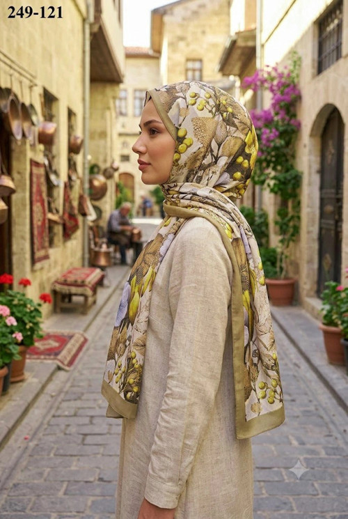 Fransız İpeği Şal (Yağ Yeşili) 249-121