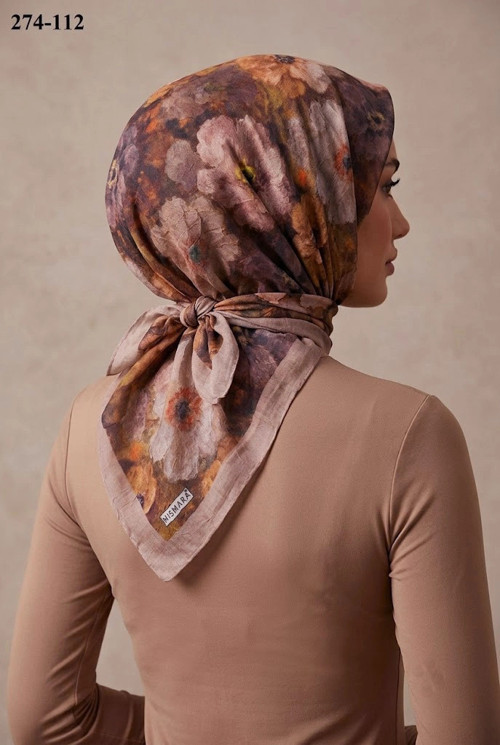 scarf Desenli Bambu Kraş Pamuk Eşarp 274-112