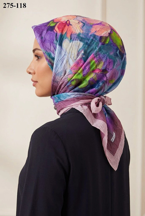 scarf Desenli Bambu Kraş Pamuk Eşarp 275-118