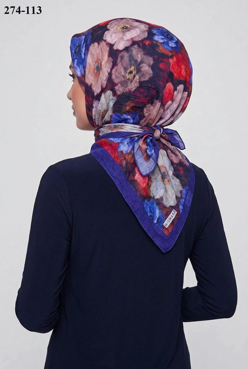 scarf Desenli Bambu Kraş Pamuk Eşarp 274-113