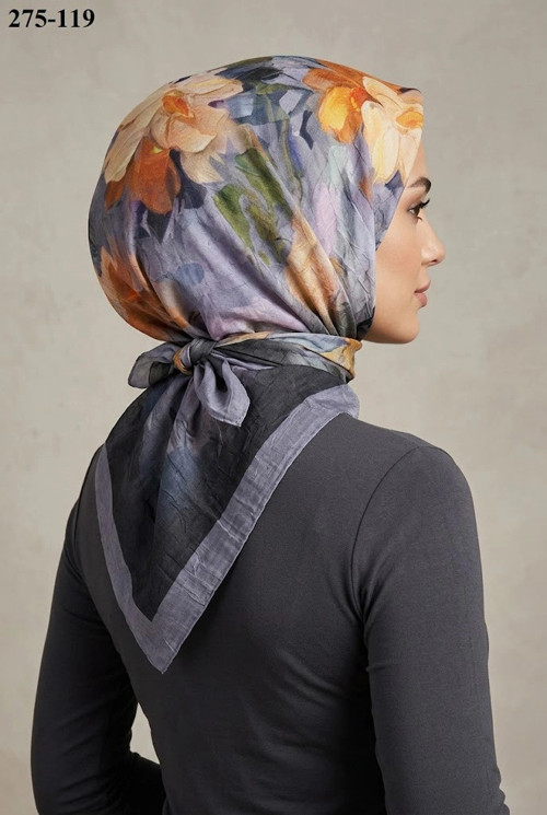 scarf Desenli Bambu Kraş Pamuk Eşarp 275-119