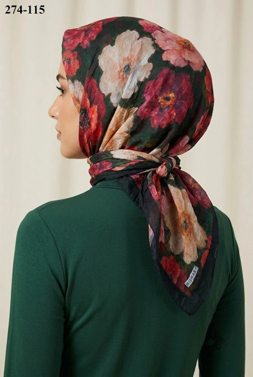 scarf Desenli Bambu Kraş Pamuk Eşarp 274-115