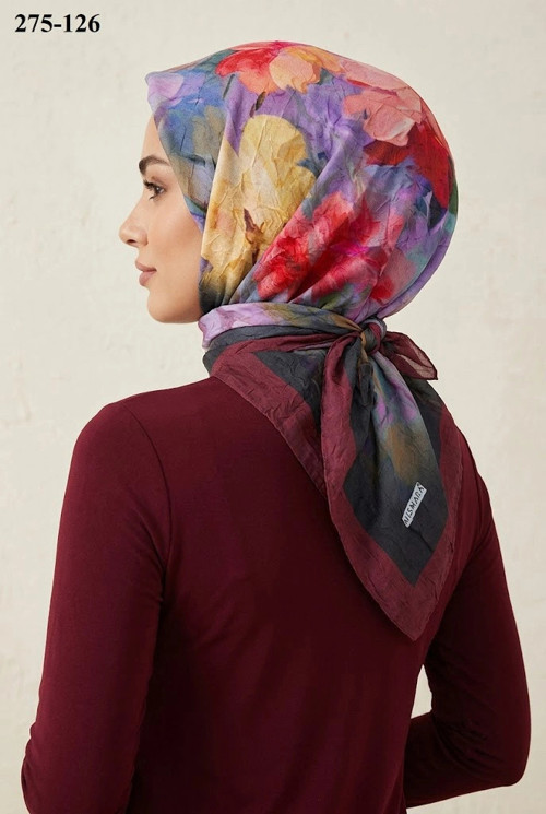 scarf Desenli Bambu Kraş Pamuk Eşarp 275-126