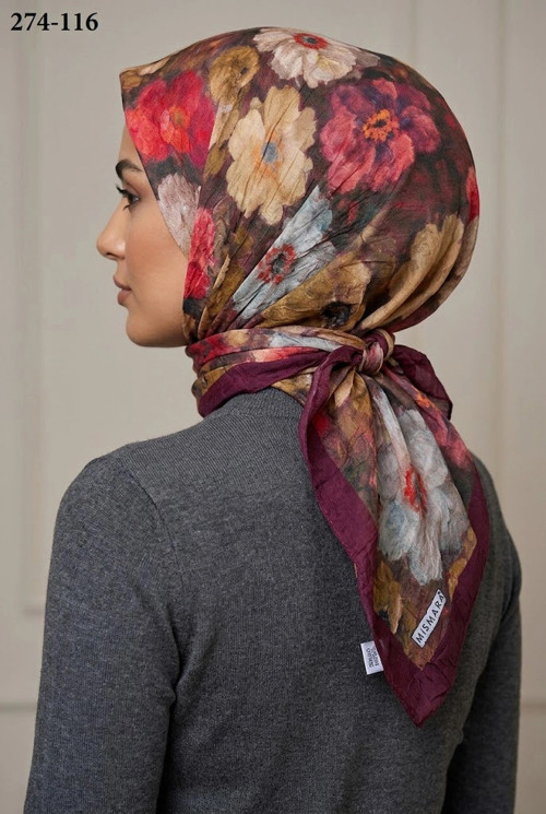scarf Desenli Bambu Kraş Pamuk Eşarp 274-116