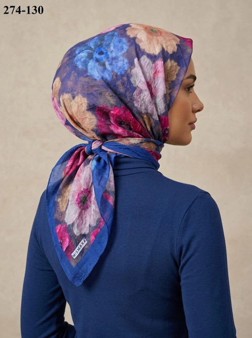 scarf Desenli Bambu Kraş Pamuk Eşarp 274-130