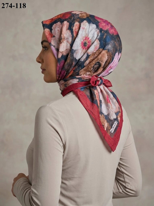 scarf Desenli Bambu Kraş Pamuk Eşarp 274-118