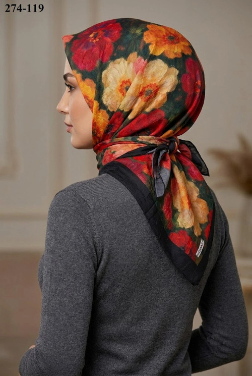 scarf Desenli Bambu Kraş Pamuk Eşarp 274-119