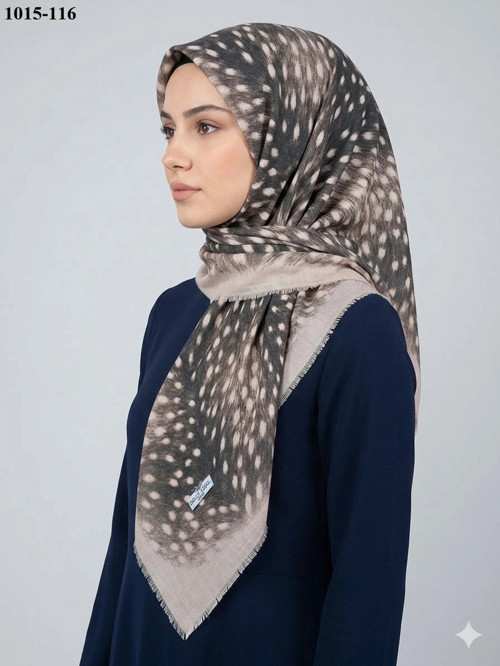 Cool Desenli Flamlı Pamuk Eşarp 1015-116