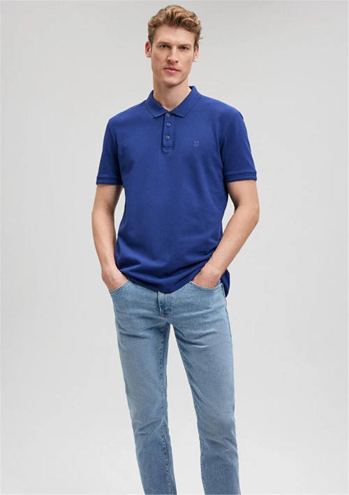M064946-70758 Derin Lacivert Erkek Slim Polo T-Shirt