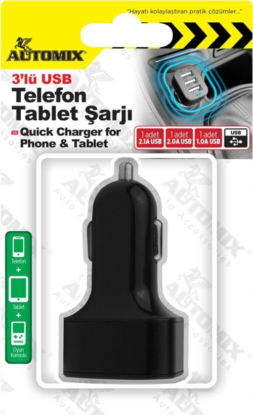3 Lü Usb Telefon Tablet Şarjı