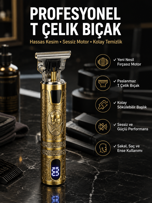 tekno Tıraş Makinesi Çizik Tıraş Paslanmaz Çelik Uzun Ömürlü Şarjlı 2026